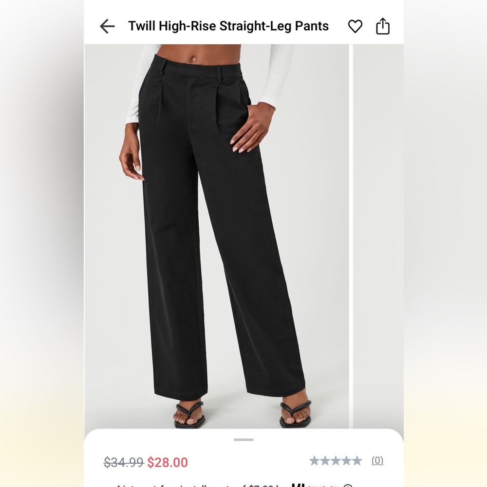 Twill High Rise Straight Leg Black Pants XL NWT